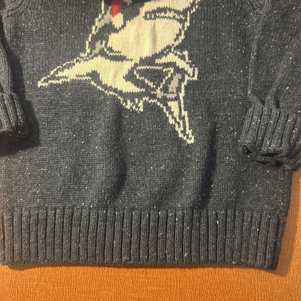 Gymboree 2017 North Pole Party Blue Shark Santa Sweater Hooded Boys Size XS 4‎